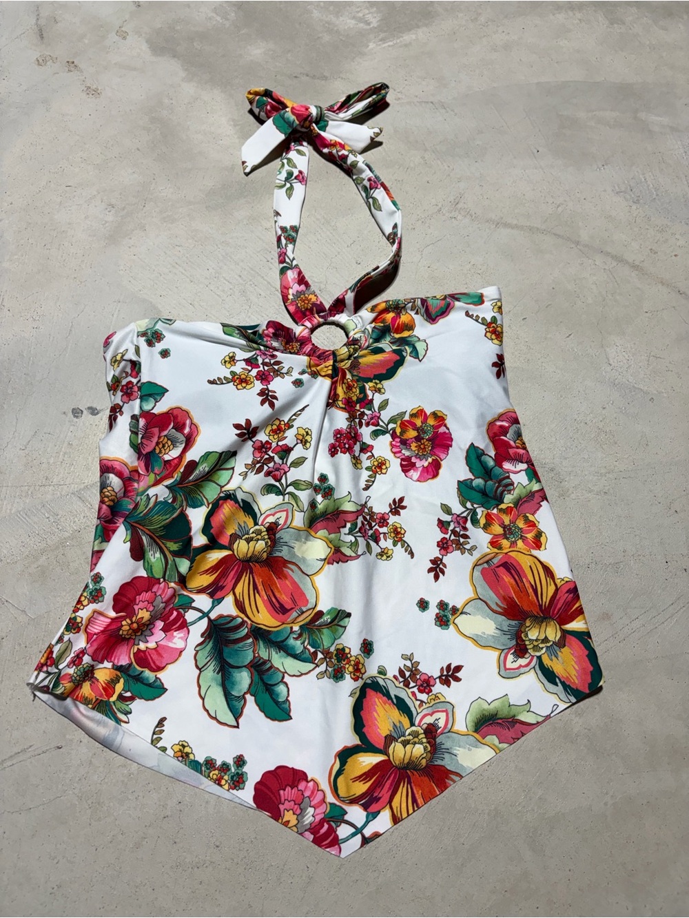 Becca floral halter tankini swim top small